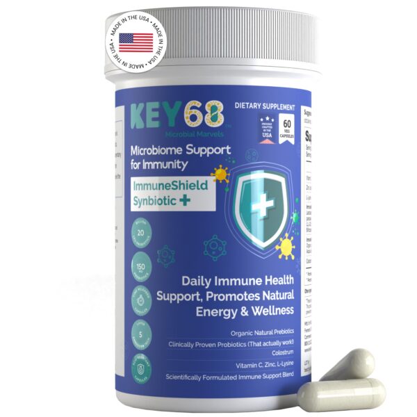 Suplemento probiótico KEY68 envase 60 cápsulas liberación retardada
