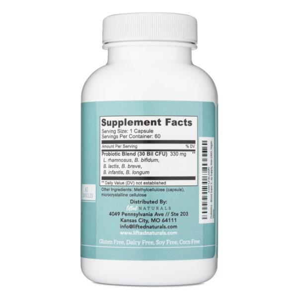 Suplemento probiótico vegano 60 cápsulas con L. Rhamnosus GG