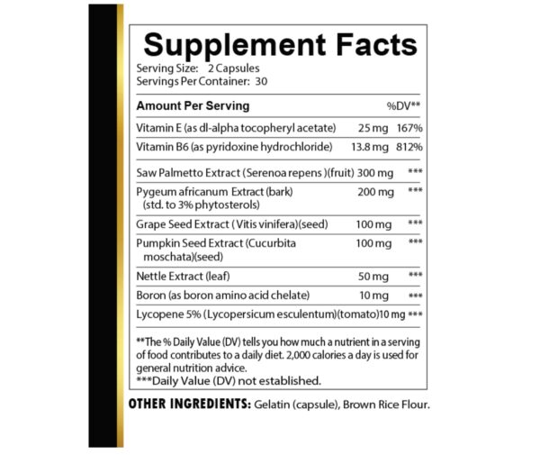Frasco suplemento genérico salud prostática extractos naturales