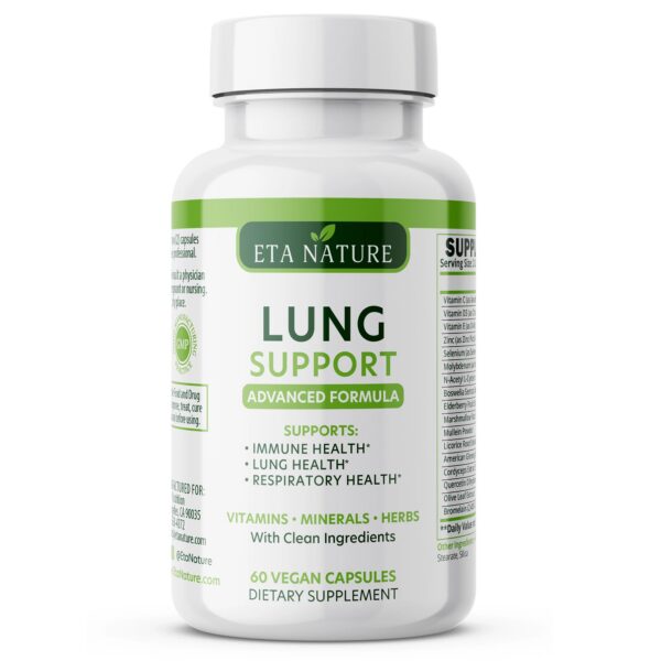 Suplemento pulmonar ETANATURE caja frontal con ingredientes naturales