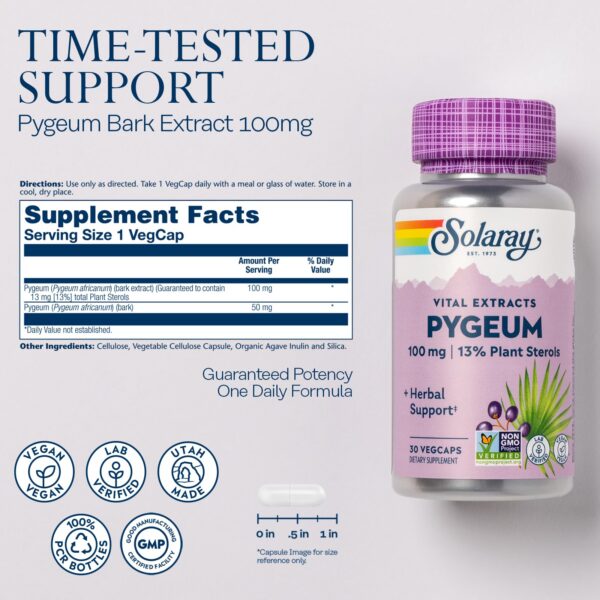 Suplemento pygeum corteza para salud prostática SOLARAY