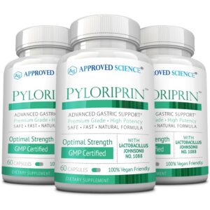 Version 1.0.0 Suplemento Pyloriprin Approved Science caja 180 cápsulas