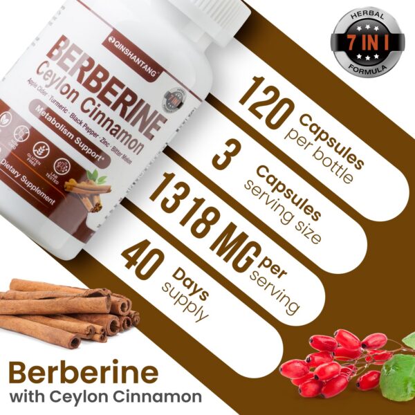 Suplemento QIN SHAN TANG Berberina con Canela 7 en 1 en botella sellada