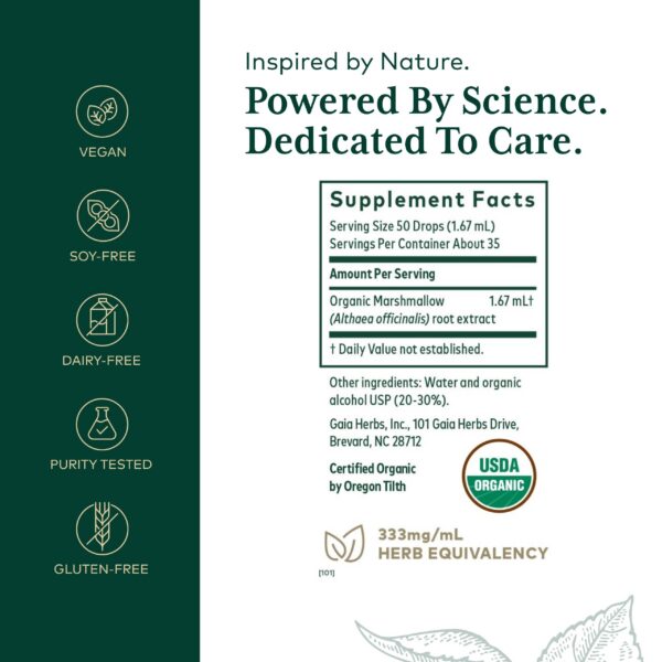 Envase frontal suplemento raíz de malvavisco Gaia Herbs PRO