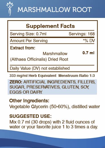 Suplemento herbal de raíz de malvavisco para salud respiratoria