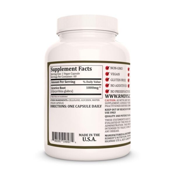 Version 1.0.0 Suplemento raíz de regaliz cápsulas veganas Remedy's Nutrition