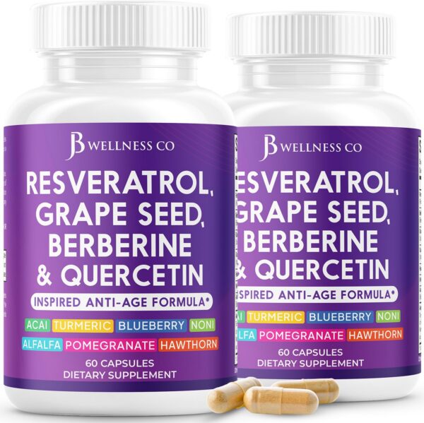 Suplemento resveratrol y berberina en cápsulas JB Wellness