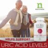 Suplemento rojo para ácido úrico con ingredientes naturales