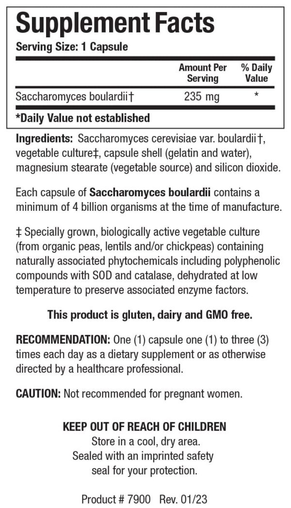 Suplemento Saccharomyces boulardii para salud digestiva