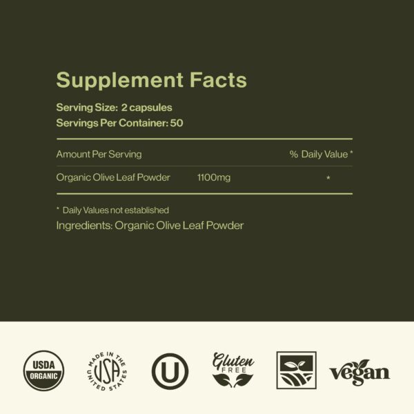 Suplemento salud con cápsulas de hoja de olivo Complete Natural Products