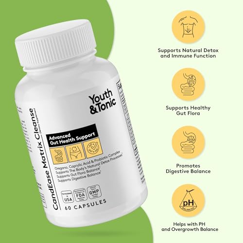Suplemento para salud intestinal y flora con CandEase de Youth & Tonic