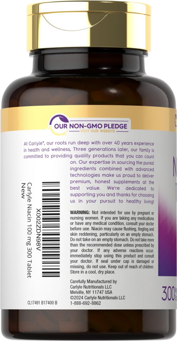 Suplemento de salud niacina 100 mg 300 tabletas