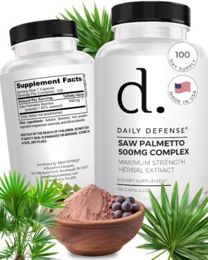 Suplemento de salud prostática Saw Palmetto Daily Defense frasco