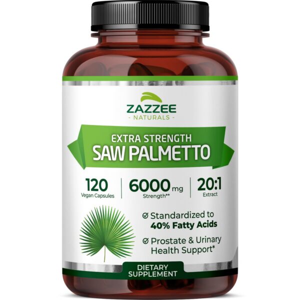 Version 1.0.0 Suplemento Saw Palmetto Zazzee 6000mg botella 120 cápsulas