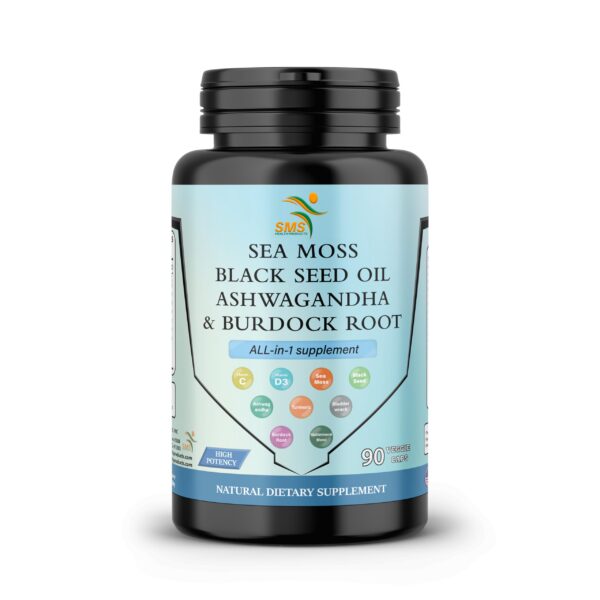 Suplemento Sea Moss con aceite de semilla negra y ashwagandha