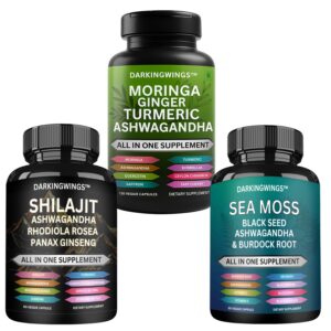 Frasco de suplemento Shilajit con cúrcuma y moringa para hombres