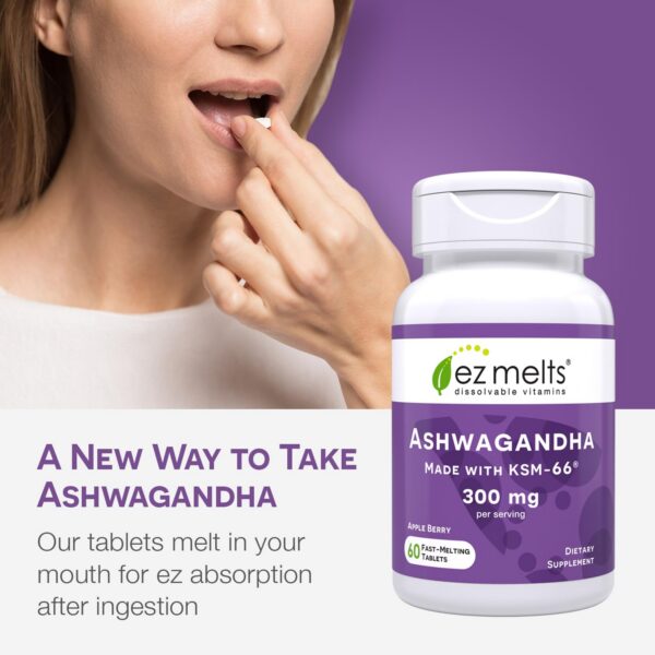 Version 1.0.0 Suplemento sin azúcar para estrés y sueño EZ Melts Ashwagandha