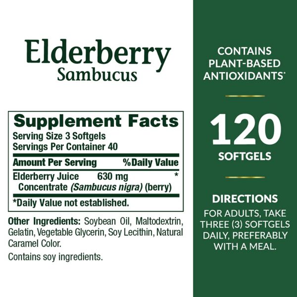 Suplemento herbal softgels de saúco Nature's Bounty 120 unidades