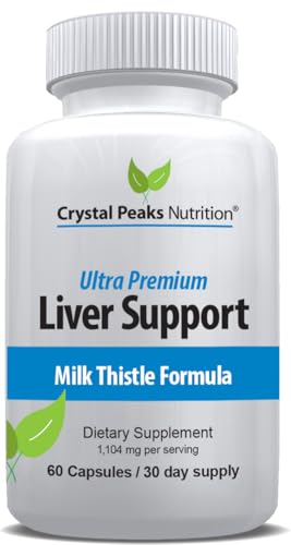 Frasco de suplemento soporte hígado Crystal Peaks con 22 hierbas