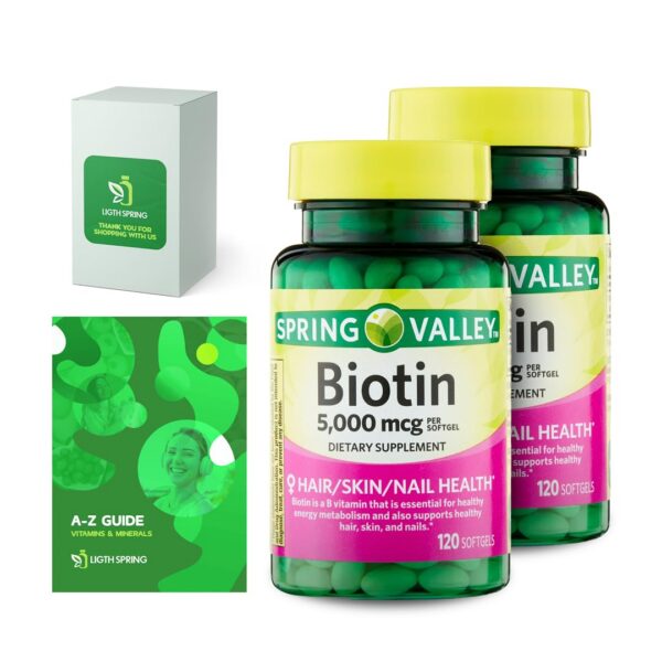 Suplemento Spring Valley Biotina 5000 mcg paquete doble