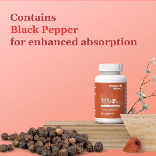 Suplemento StomachBloom antioxidante con cúrcuma y pimienta negra