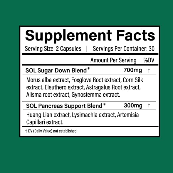 Suplemento Sugar Down bienestar digestivo Sol Nutrition