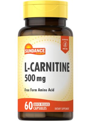 Frasco de suplemento Sundance L-Carnitina 500mg 60 cápsulas