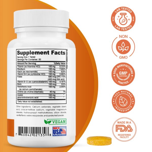 Suplemento Super B-100 complejo con biotina y paba