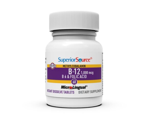 Suplemento Superior Source vitamina B12 con ácido fólico sin GMO