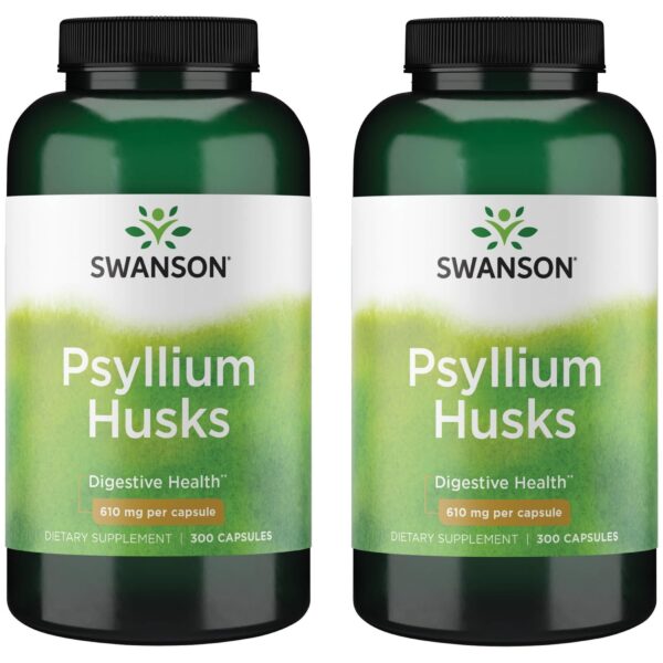 Suplemento Swanson Psyllium Husk 610 mg 300 cápsulas paquete doble