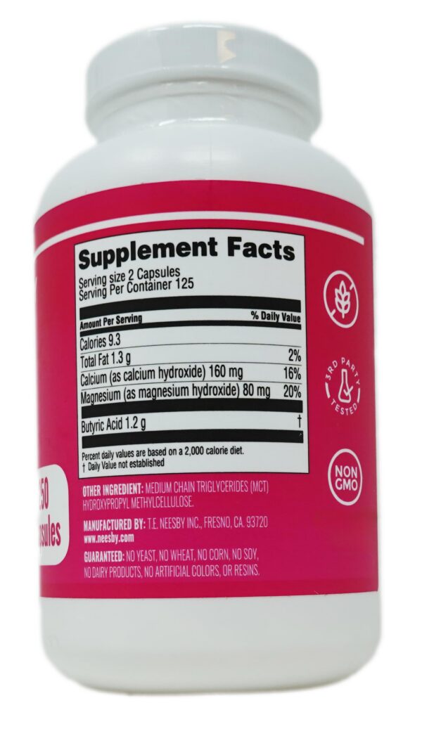 Suplemento T.E. Neesby Butyrex 600 mg 250 cápsulas minerales