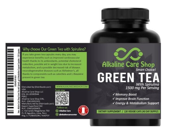 Suplemento de té verde y espirulina alta potencia para metabolismo
