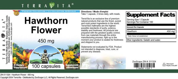 Version 1.0.0 Imagen frontal de suplemento terravita flor de espino 100 cápsulas