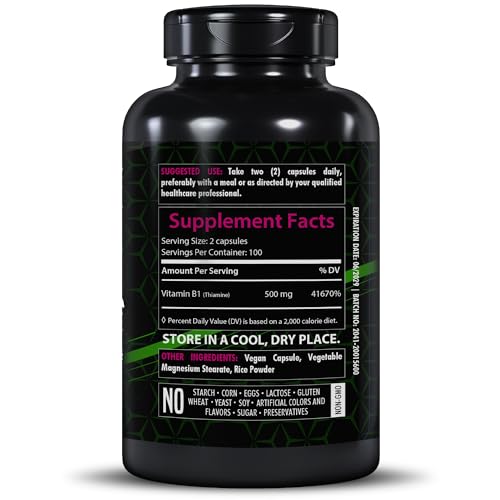 Suplemento tiamina Healthfare 500mg en cápsulas