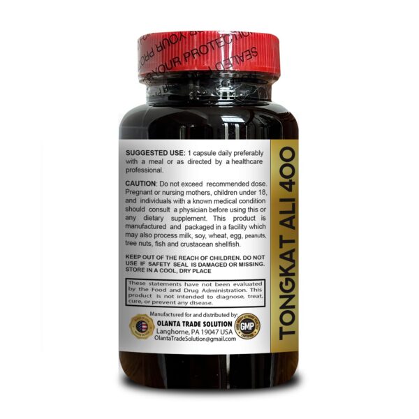 Detalle cápsulas de Tongkat Ali Olanta non GMO