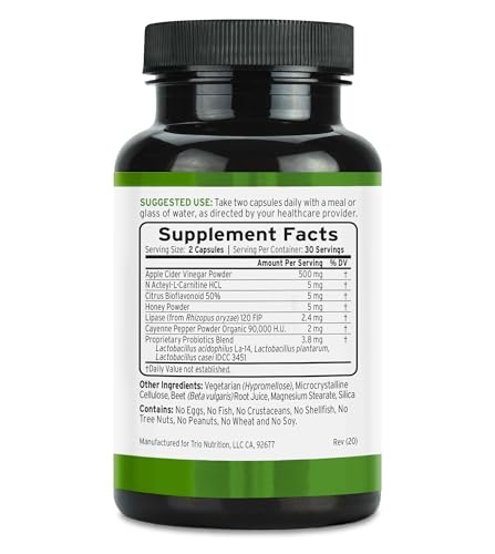 Suplemento TRIO NUTRITION vinagre manzana y probióticos