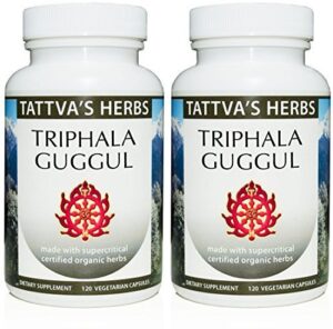 Suplemento Triphala Guggul Ayurveda para salud digestiva 240 cápsulas