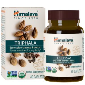 Suplemento triphala orgánico Himalaya frasco frontal