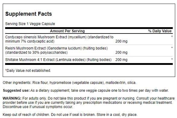 Version 1.0.0 Suplemento triple acción con hongos cordyceps, reishi y shiitake