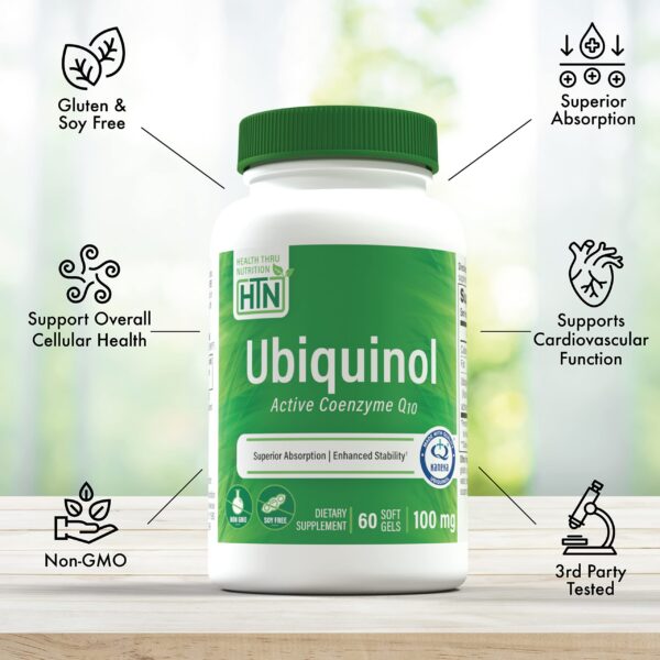 Suplemento Ubiquinol 100mg para función cardiovascular y energía