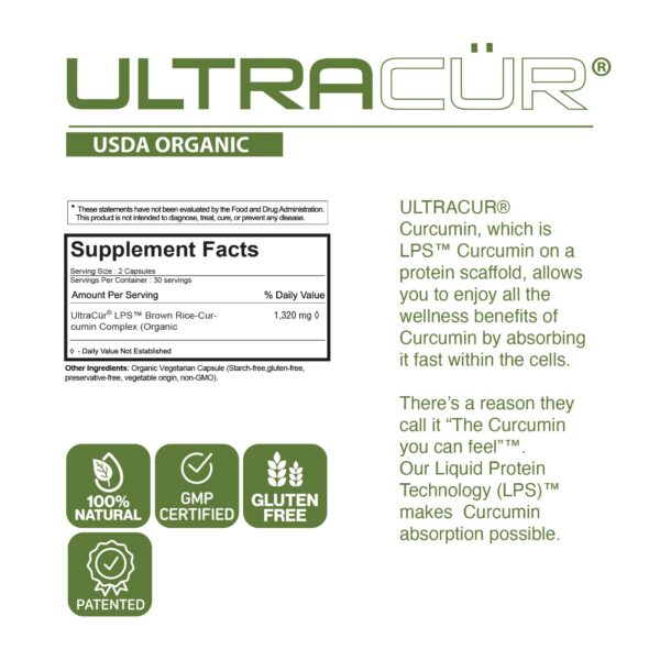 Suplemento UltraCur tecnología LPS para mejor absorción de curcumina