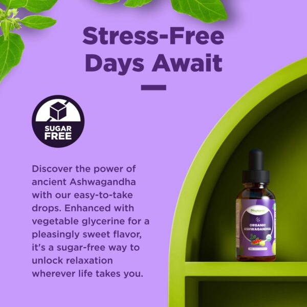 Suplemento vegano gotas de Ashwagandha sin alcohol en frasco