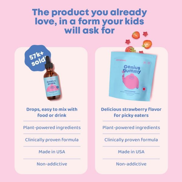 Version 1.0.0 Suplemento vegano JoySpring Genius Kids para enfoque mental