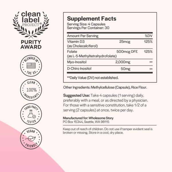 Suplemento vegano mio-inositol 40 1 para salud ovárica