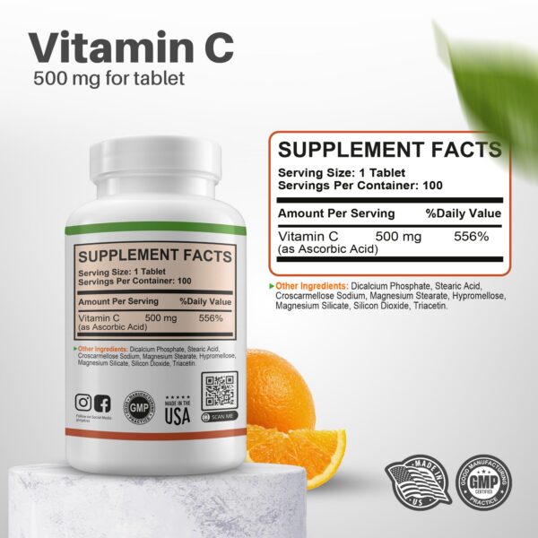 Suplemento vegano vitamina c 500 mg M+S para piel, cabello y uñas