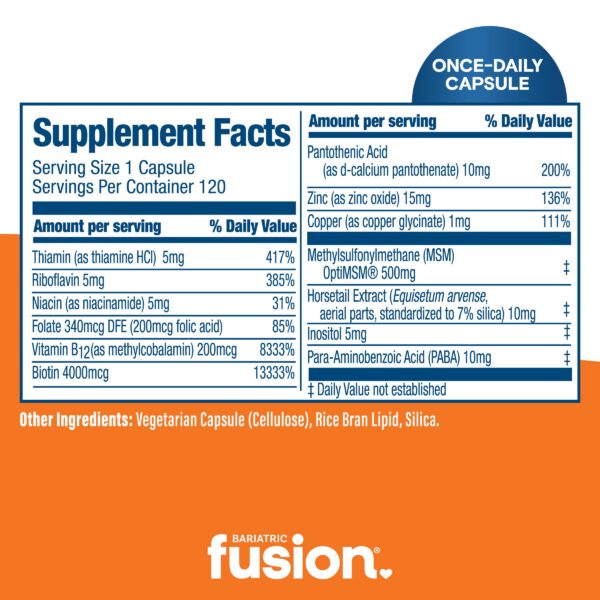 Suplemento vegano para cabello piel uñas Bariatric Fusion