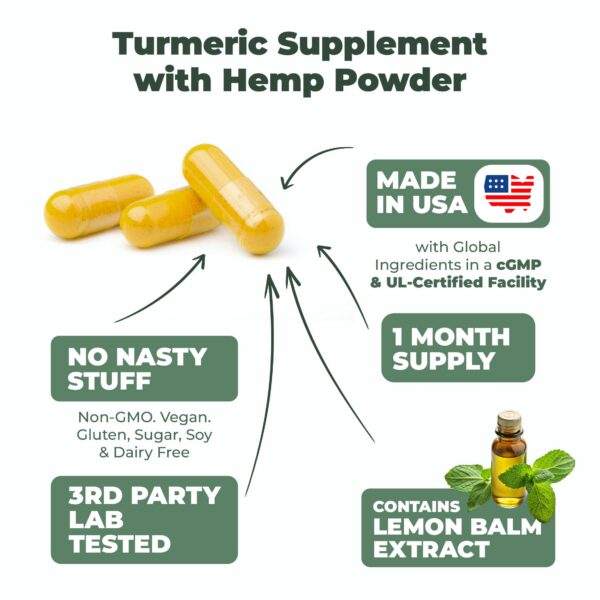 Suplemento vegano cúrcuma con pimienta negra y toronjil