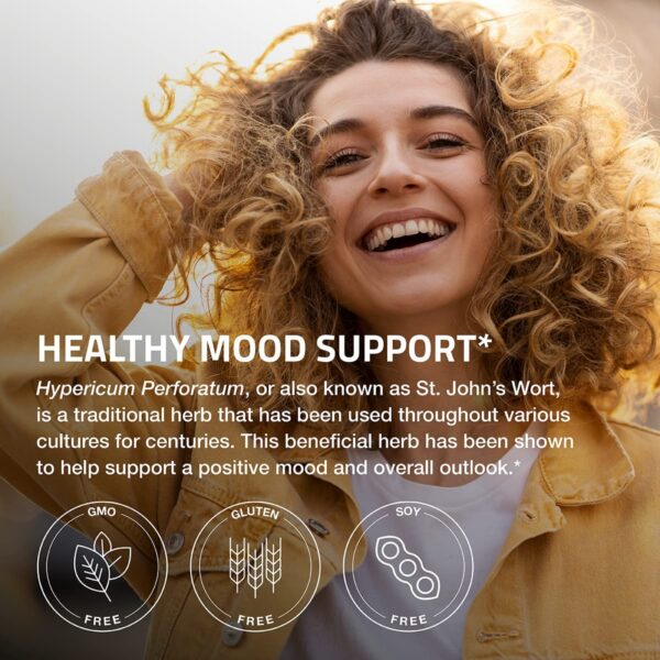 Suplemento vegano hierba de san juan Bronson para ánimo positivo