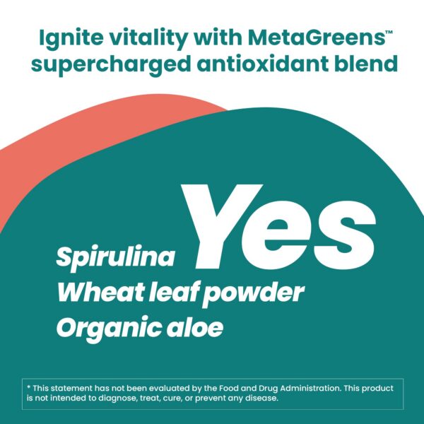 Suplemento vegano Metagreens con espirulina y antioxidantes vitales