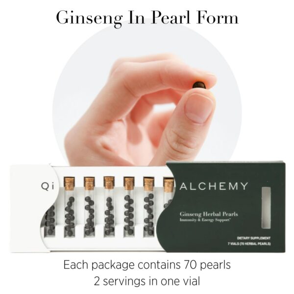 Suplemento vegano Qi ALCHEMY perlas ginseng rojo sin gluten